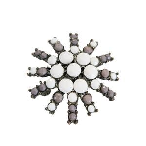 Vintage Gray & White Starburst Brooch